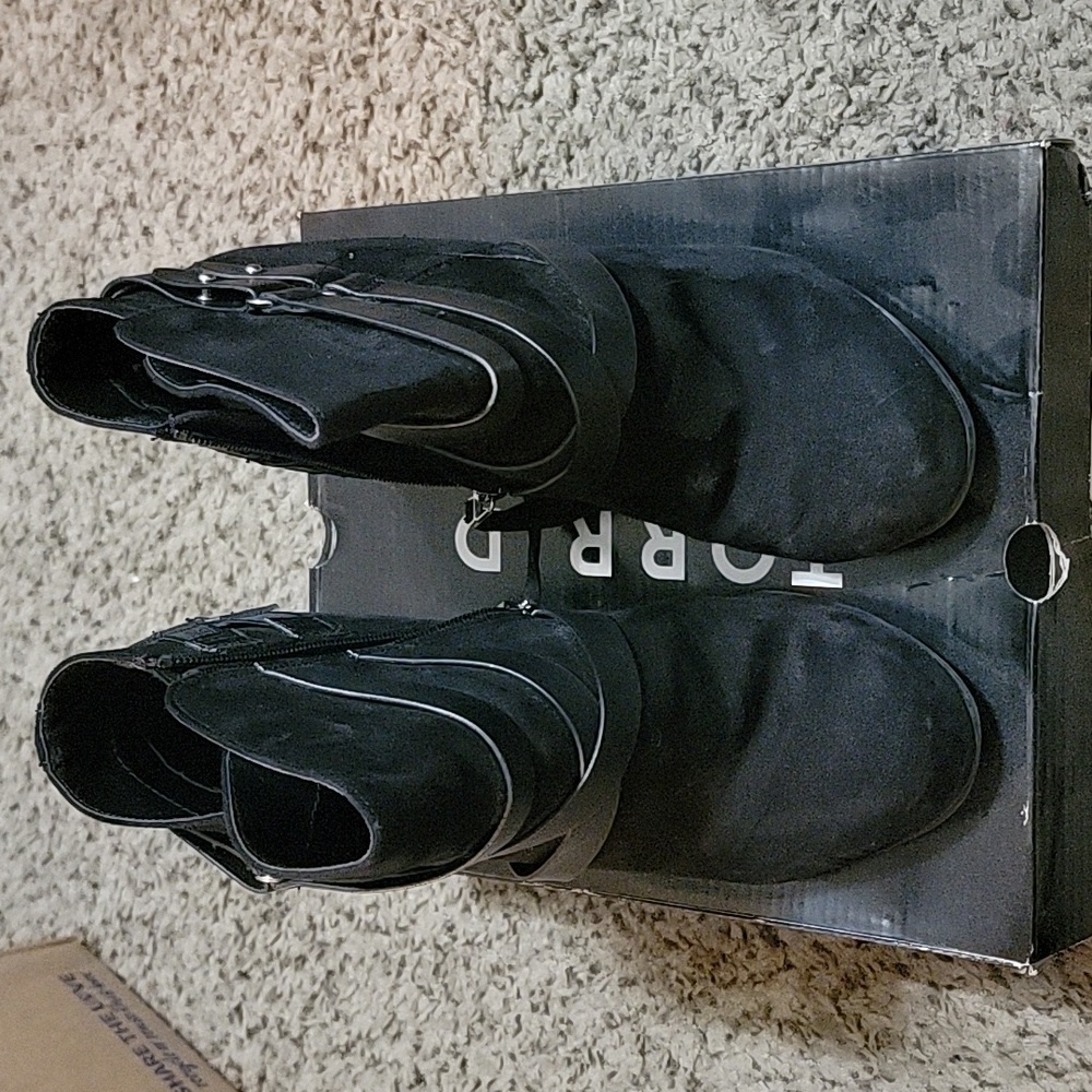 Faux Suede Black Booties 10.5W